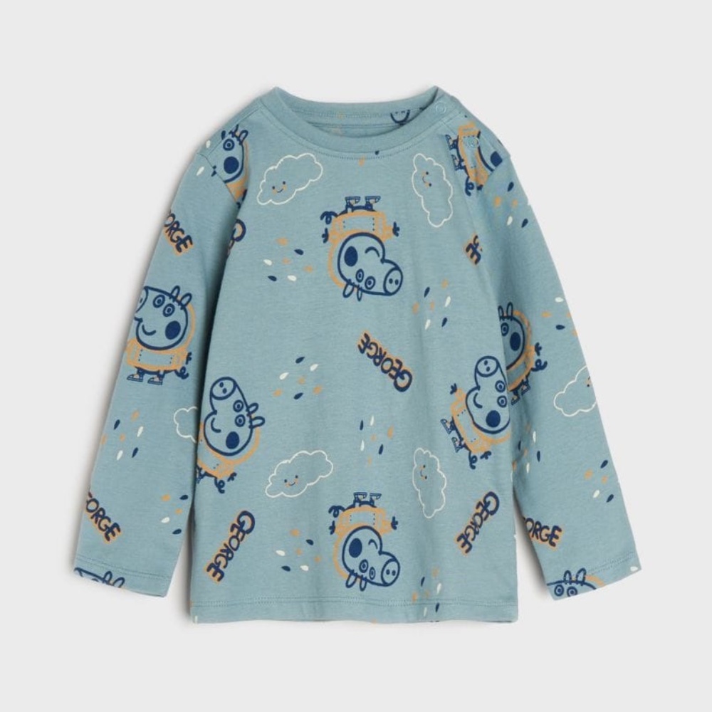 NWT Peppa Pig George Kids Toddler Long Sleeve T-shirt Tee Cotton 3T